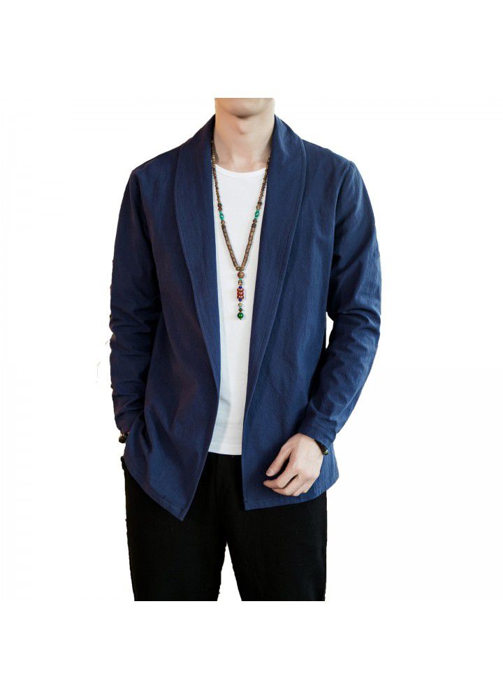 2020 new Chinese style retro Daopao Cape home Chinese Costume Large casual Chinese Cape Jacket for men