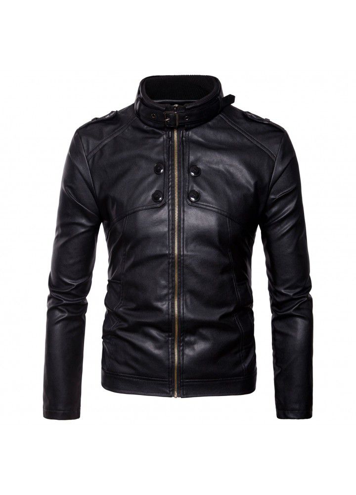 Foreign trade eBay Europe and the United Kingdom men's stand collar motorcycle leather jacket Korean slim fit men's leather jacket y95
