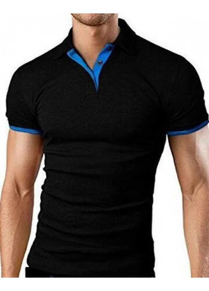 European foreign trade men's solid color casual polo shirt summer fashion trend slim short sleeve T-shirt manufacturer