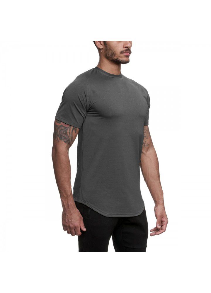 Cross border European and American T-shirt summer sports fitness short sleeve men's fast drying training T-shirt manufacturers direct sales