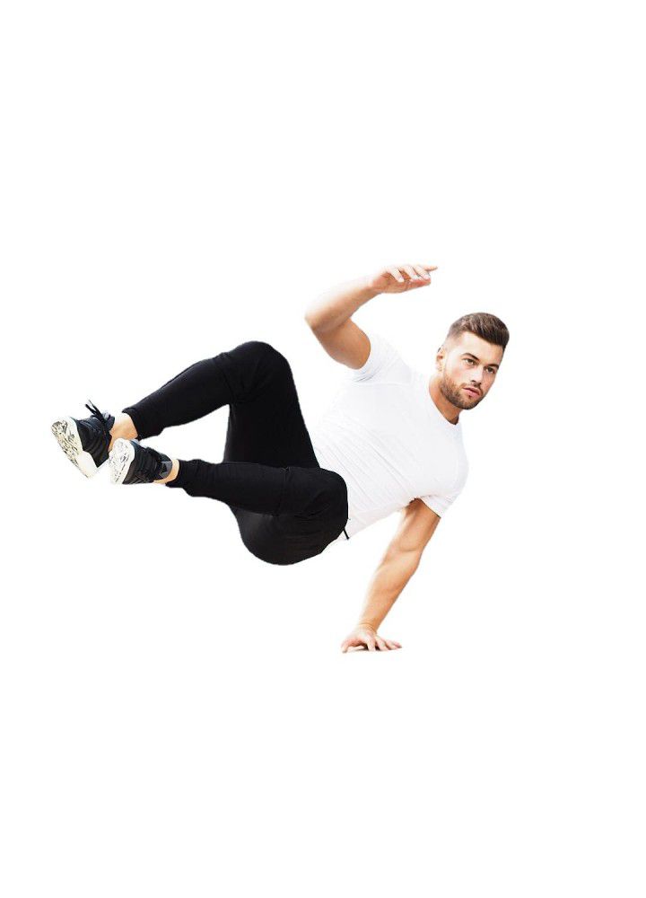 Cross border European and American men's running fitness quick drying T-shirt sports elastic short sleeve round neck men's tights