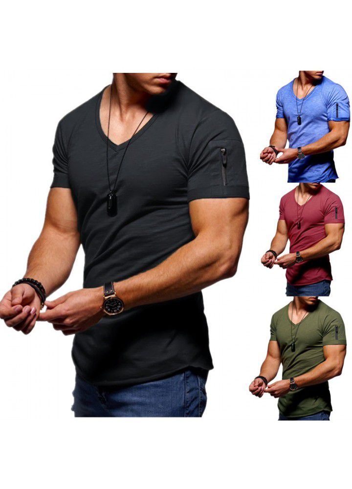 Factory wholesale foreign trade large men's clothing Europe and the United States fashion V-neck t-shirt men's underwear cotton leisure men's short sleeves