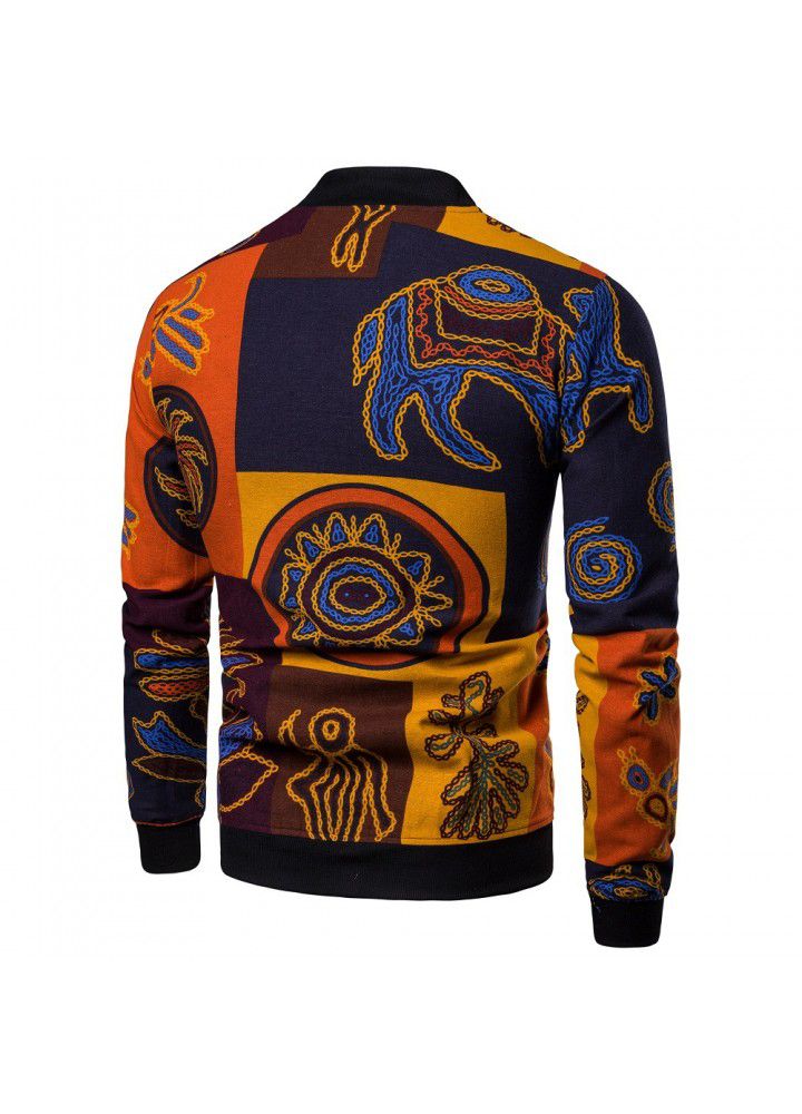 A new men's cotton and linen vertical collar jacket issued in autumn and winter of 2019