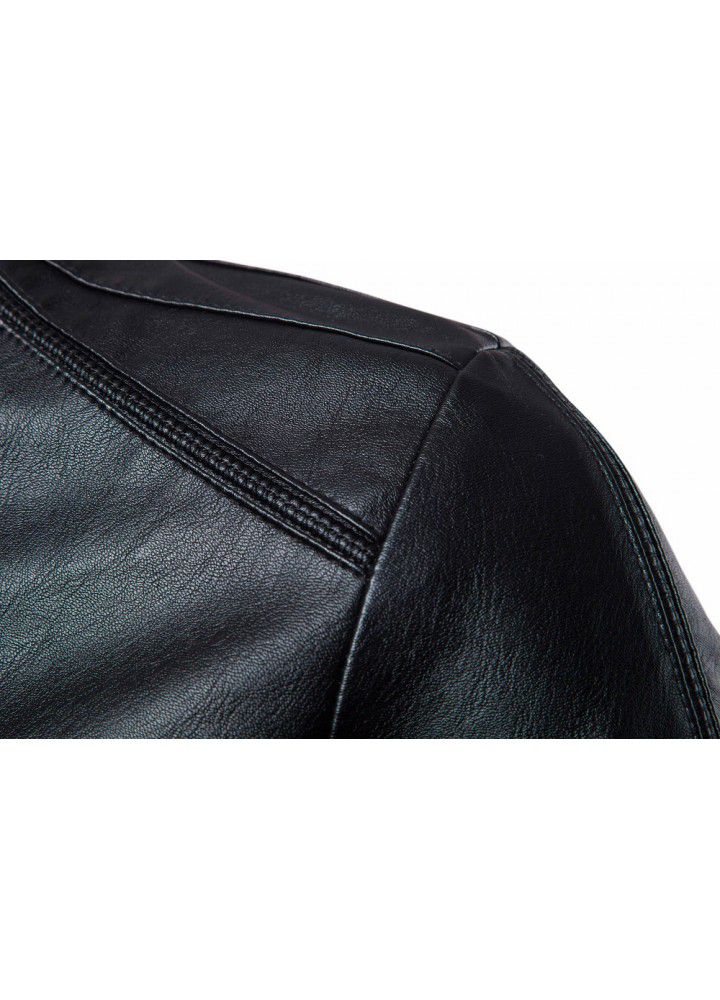 Cross border e-commerce 2019 spring and autumn new locomotive slim fitting leather coat men's British fashion stand collar leather coat py09