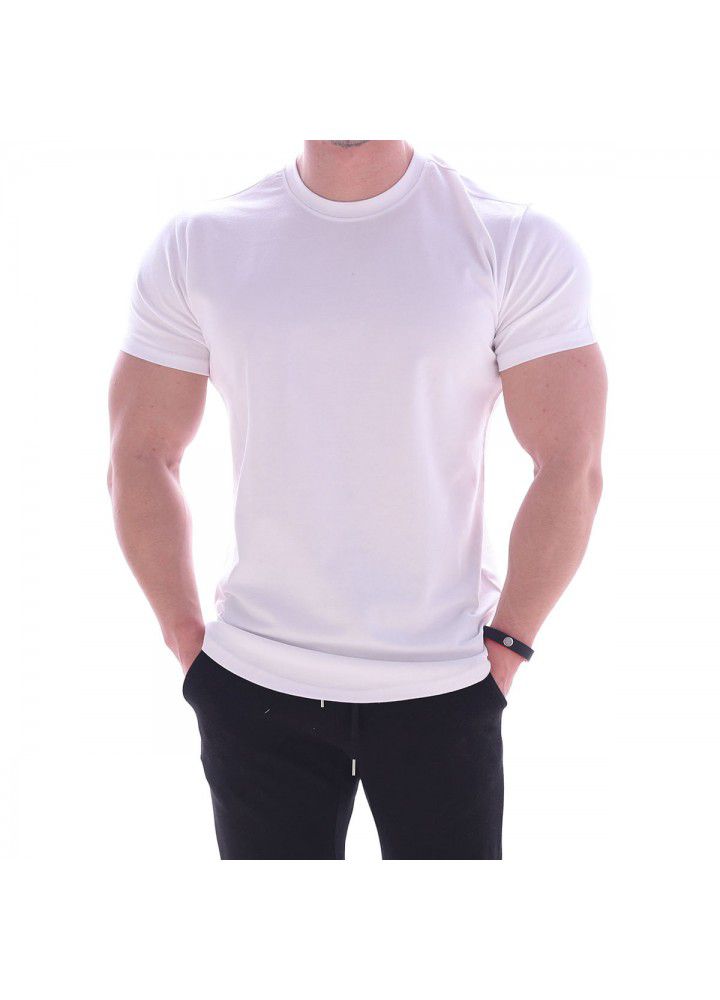 Foreign trade new fitness sports men's Vest T-shirt summer Euro American round neck running short sleeve men's clothing