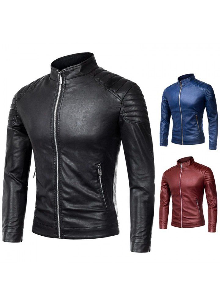 Perennial supply fall and winter 2019 new fashion collar zipper decoration fashion high quality leather jacket
