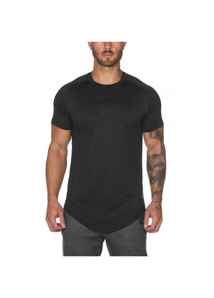 Cross border European and American T-shirt summer sports fitness short sleeve men's fast drying training T-shirt manufacturers direct sales