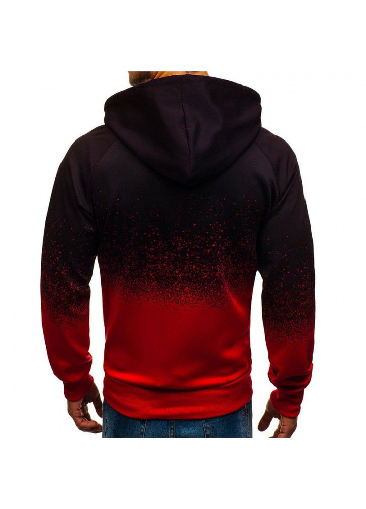 Spring and autumn Hooded Jacket Coat foreign trade leisure fashion European and American digital printing gradient sweater men's leisure