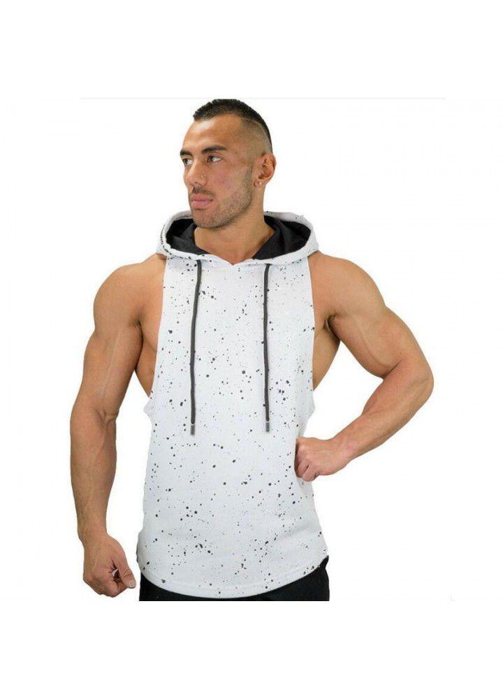 2019 new muscle fitness men's basketball vest running sports camouflage casual sleeveless Hoodie