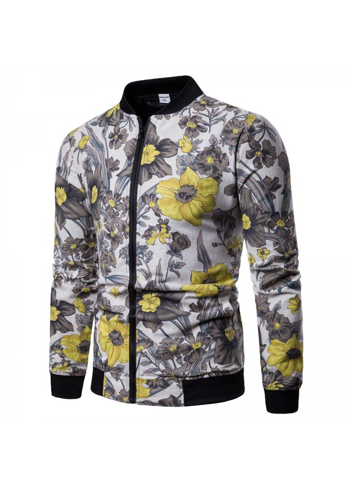 European Code foreign trade fall / winter 2018 new men's floral jacket fashion casual plus oversized Baseball Jacket jk16