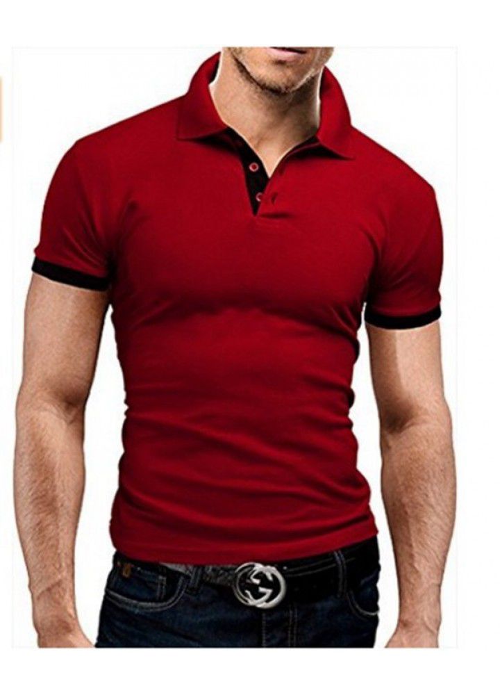 European foreign trade men's solid color casual polo shirt summer fashion trend slim short sleeve T-shirt manufacturer