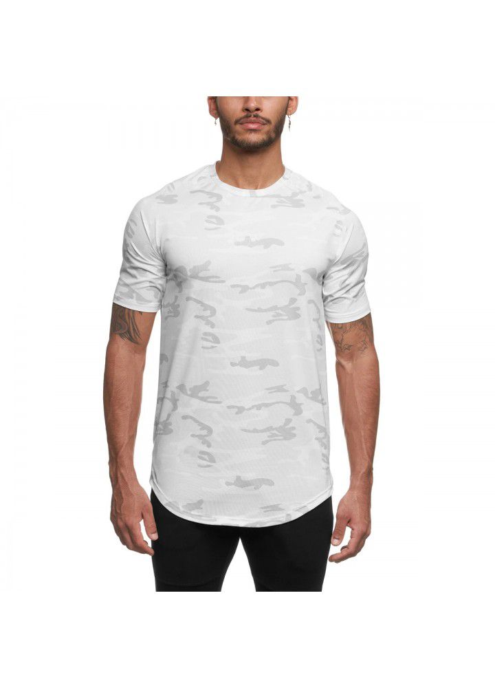 Cross border European and American T-shirt summer sports fitness short sleeve men's fast drying training T-shirt manufacturers direct sales