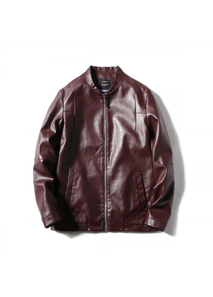 Foreign trade Amazon express fall and winter 2018 new men's PU leather collar large men's jacket
