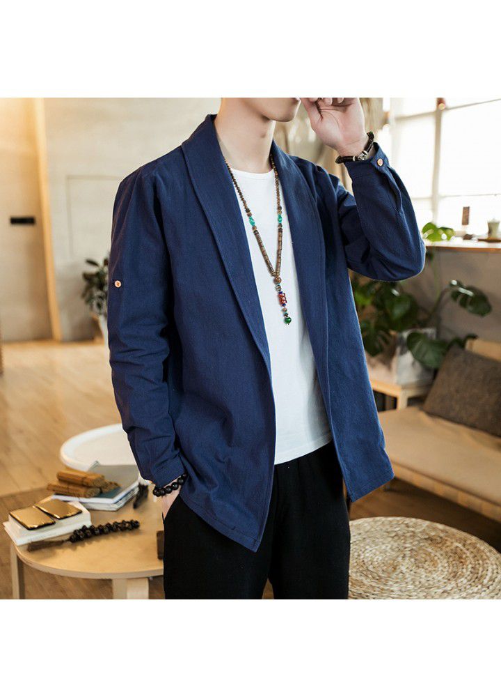 2020 new Chinese style retro Daopao Cape home Chinese Costume Large casual Chinese Cape Jacket for men
