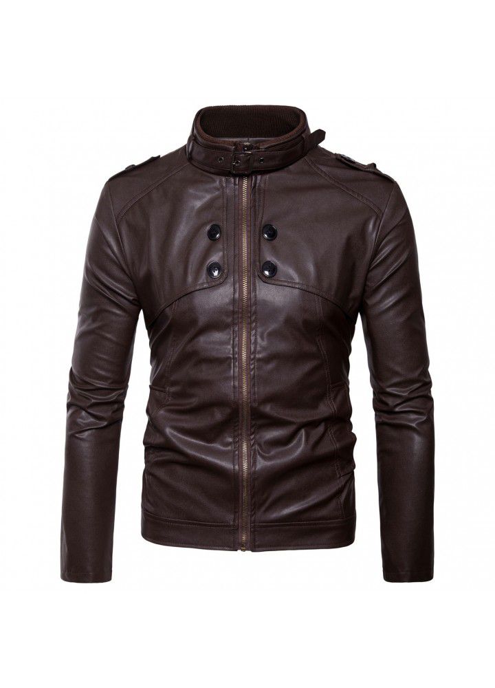 Foreign trade eBay Europe and the United Kingdom men's stand collar motorcycle leather jacket Korean slim fit men's leather jacket y95
