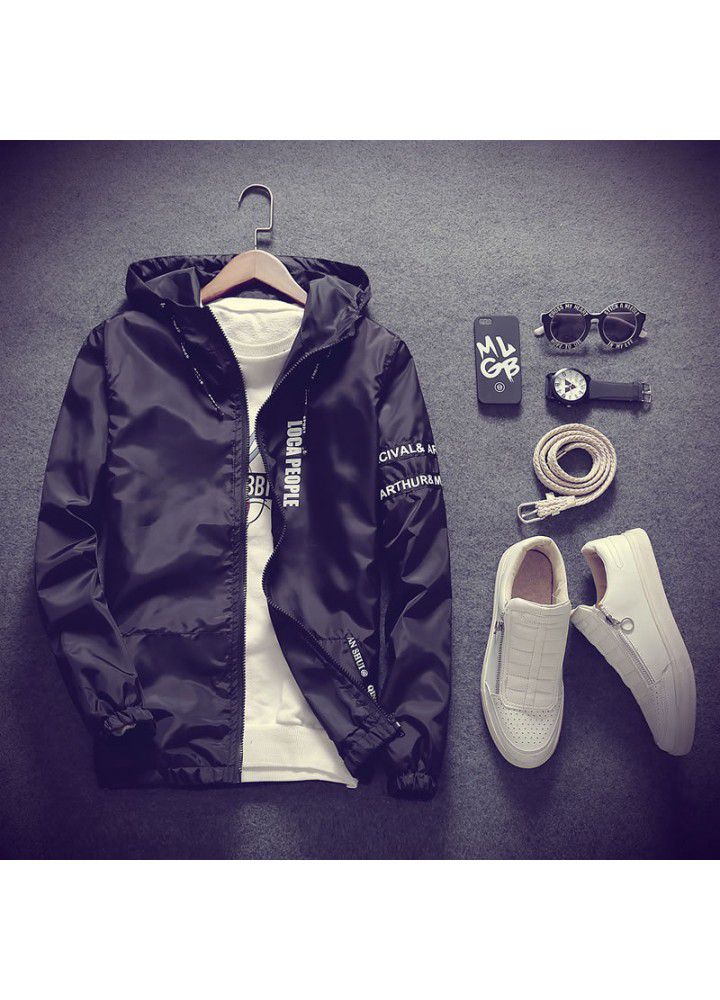 Autumn 2020 large jacket sunscreen men's coat thin young men's Hooded Jacket Large