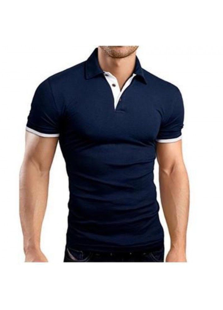 European foreign trade men's solid color casual polo shirt summer fashion trend slim short sleeve T-shirt manufacturer