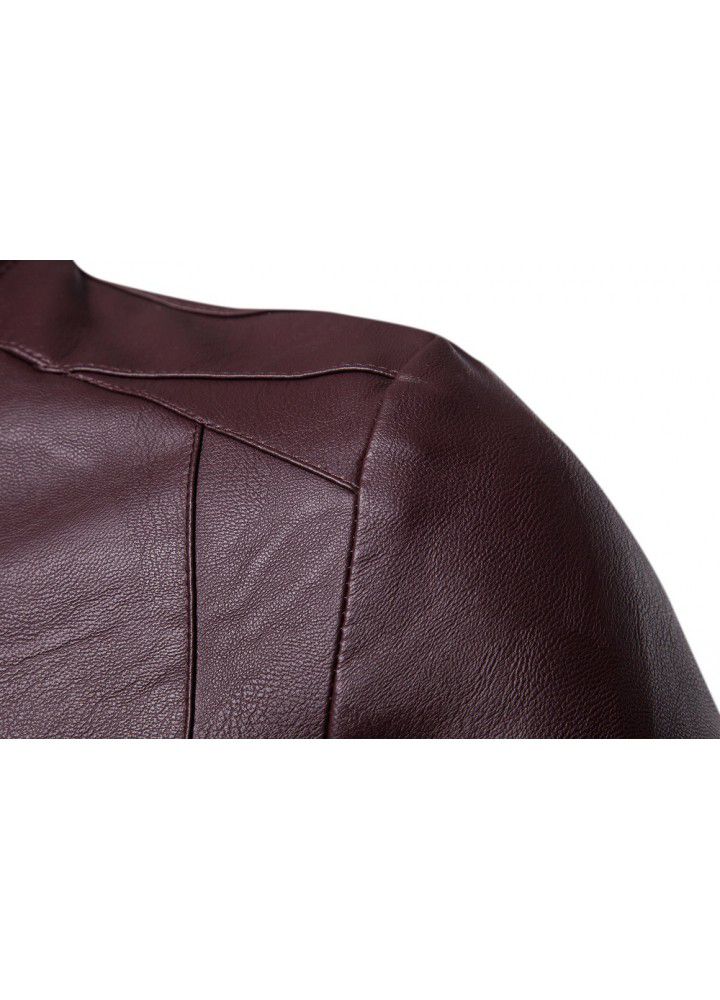 New autumn men's slim collar PU leather jacket py07