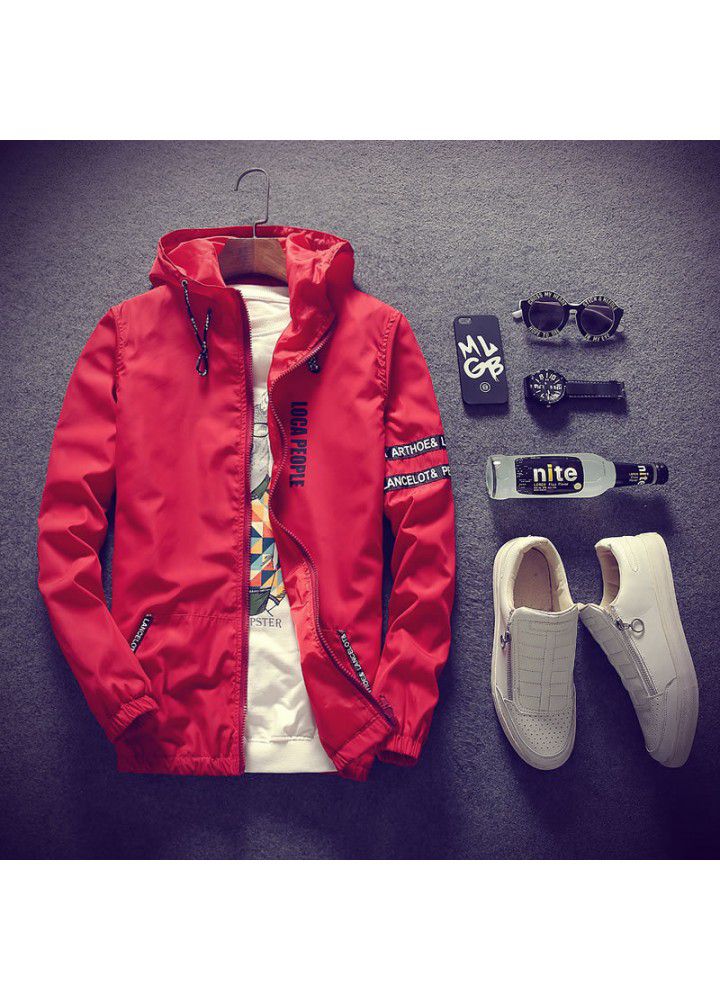 Autumn 2020 large jacket sunscreen men's coat thin young men's Hooded Jacket Large