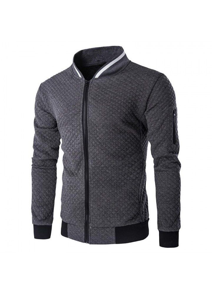 New men's jacket zipper collar sweater jacket men's jacket Plaid cardigan cross border e-commerce Amazon