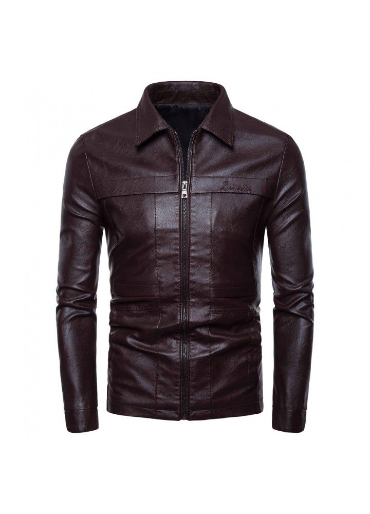Cross border e-commerce 2019 new locomotive slim fitting leather suit men's British fashion Lapel leather jacket py10