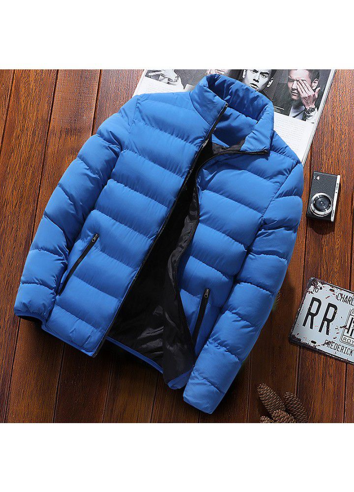 Autumn and winter 2020 thickened sports cotton padded jacket men's stand collar cardigan down jacket outdoor cotton padded jacket leisure coat warm cotton clothing