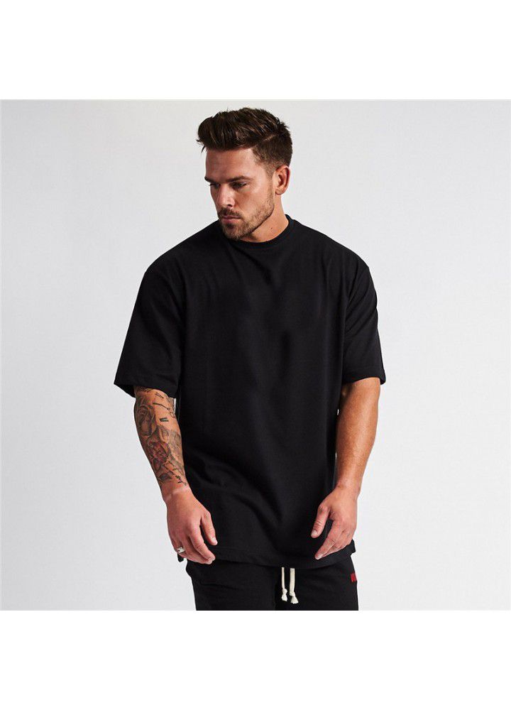 European and American hip hop style short sleeve sports fitness large t-shirt men's running leisure cotton exercise suit
