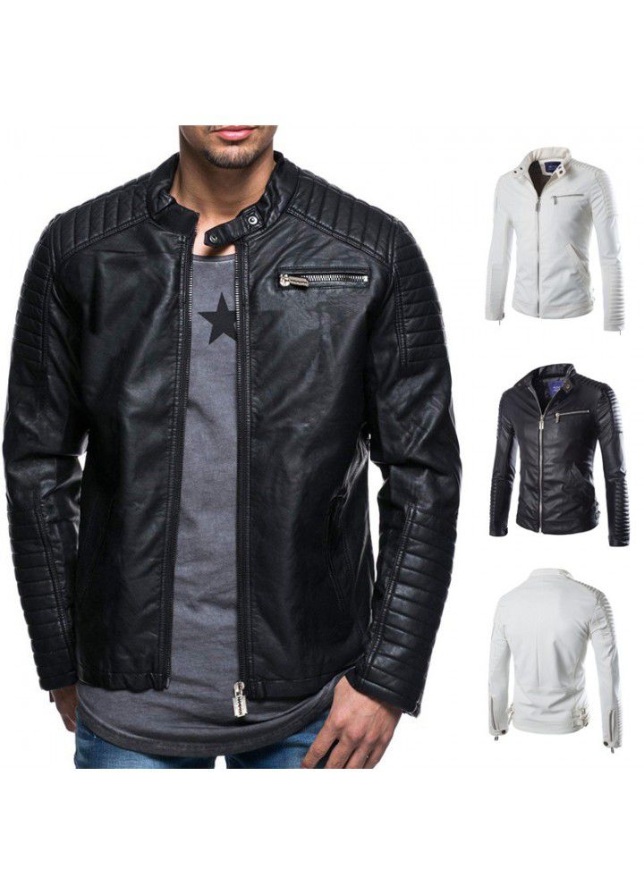 Foreign trade Amazon fall / winter 2019 Euro American men's fashion personality windproof locomotive leather jacket 4XL