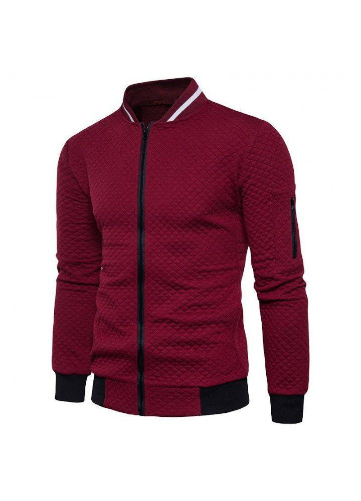 New men's jacket zipper collar sweater jacket men's jacket Plaid cardigan cross border e-commerce Amazon