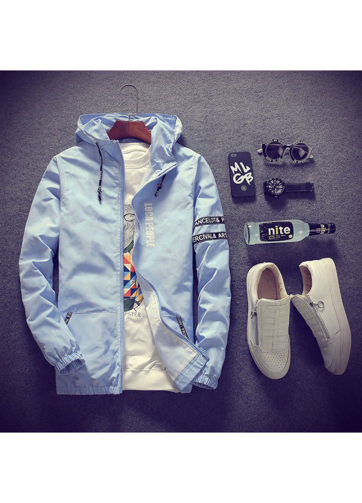 Autumn 2020 large jacket sunscreen men's coat thin young men's Hooded Jacket Large
