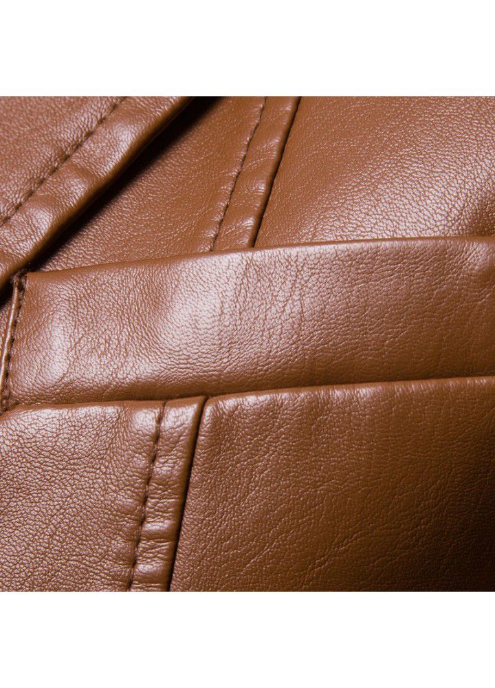 Foreign trade Amazon new men's slim Lapel versatile Pu Blazer men's Lapel leather suit men's coat