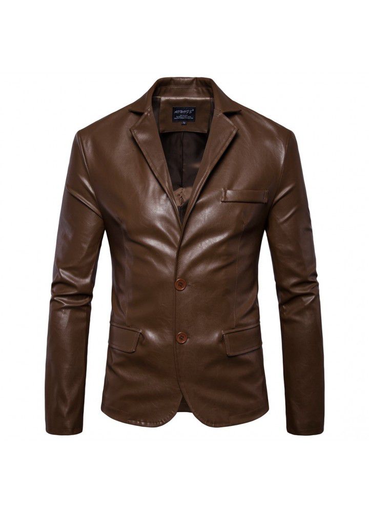 [Euro code] foreign trade wise large men's motorcycle leather jacket autumn winter 2018 new men's leisure leather jacket