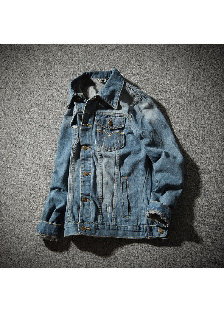 Foreign trade wholesale new Korean men's fashion long sleeve slim fit men's Plus Size fat jeans jacket