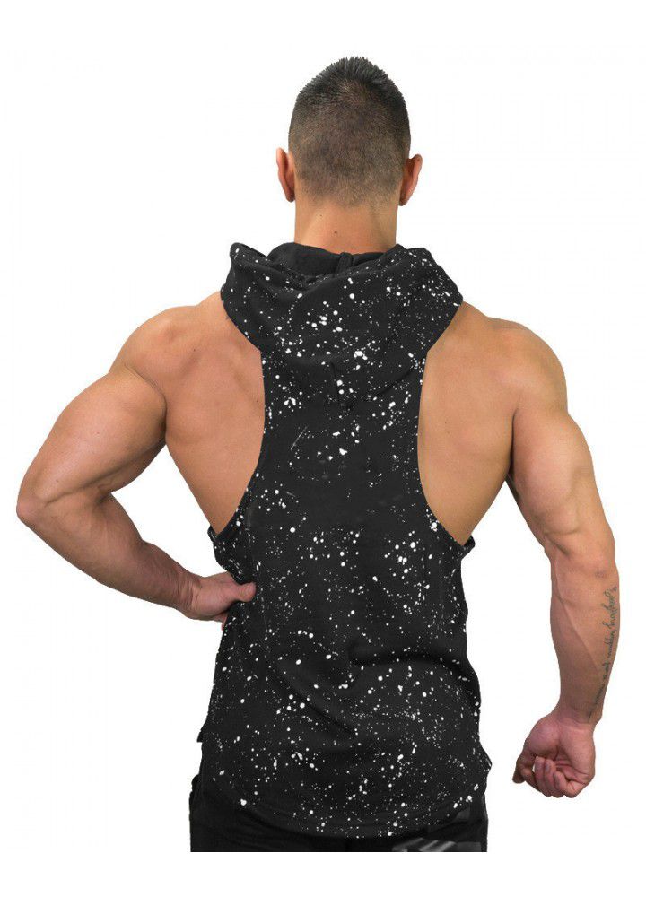 2019 new muscle fitness men's basketball vest running sports camouflage casual sleeveless Hoodie