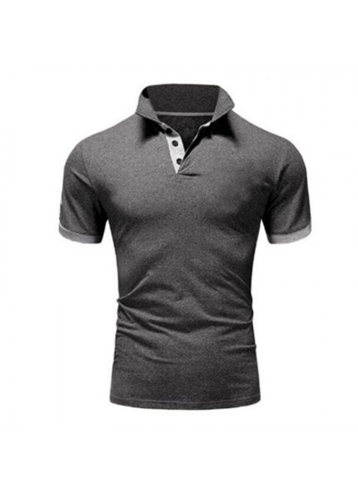 European foreign trade men's solid color casual polo shirt summer fashion trend slim short sleeve T-shirt manufacturer