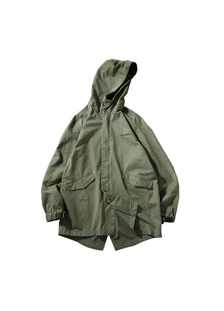 Foreign trade Amazon 2018 autumn new men's jacket coat fattening oversize tooling windbreaker coat
