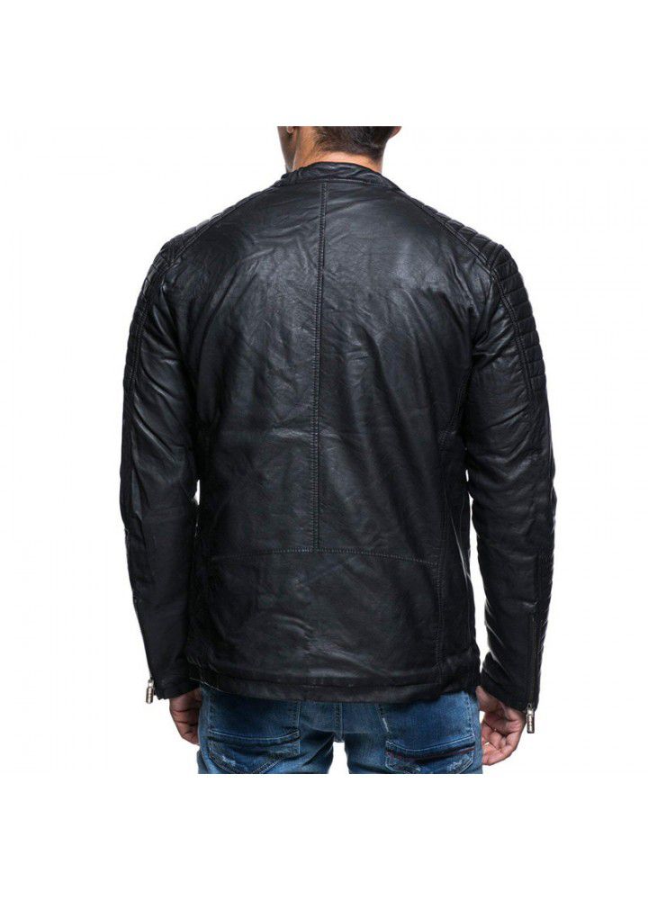 Foreign trade Amazon fall / winter 2019 Euro American men's fashion personality windproof locomotive leather jacket 4XL