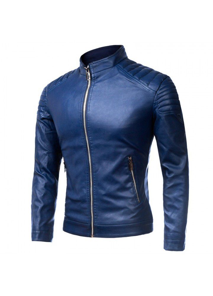 Perennial supply fall and winter 2019 new fashion collar zipper decoration fashion high quality leather jacket