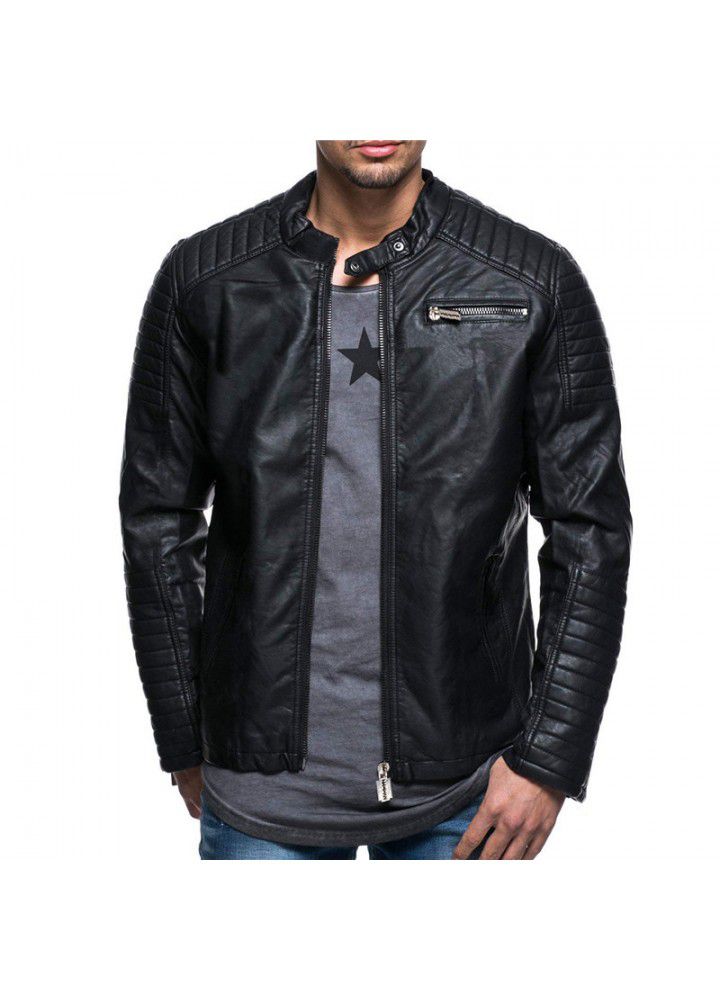 Foreign trade Amazon fall / winter 2019 Euro American men's fashion personality windproof locomotive leather jacket 4XL