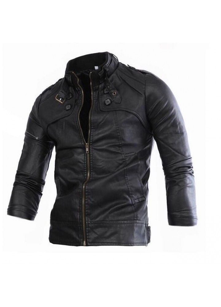 Cross border supply 2020 spring and autumn new men's multi button locomotive collar wash leather jacket men's jacket