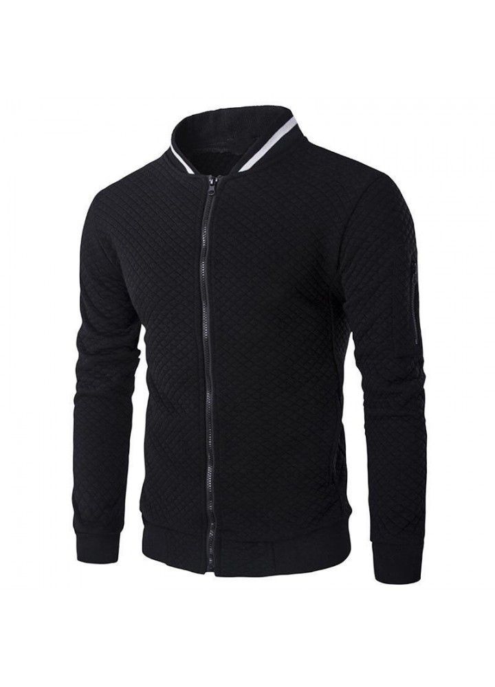 New men's jacket zipper collar sweater jacket men's jacket Plaid cardigan cross border e-commerce Amazon