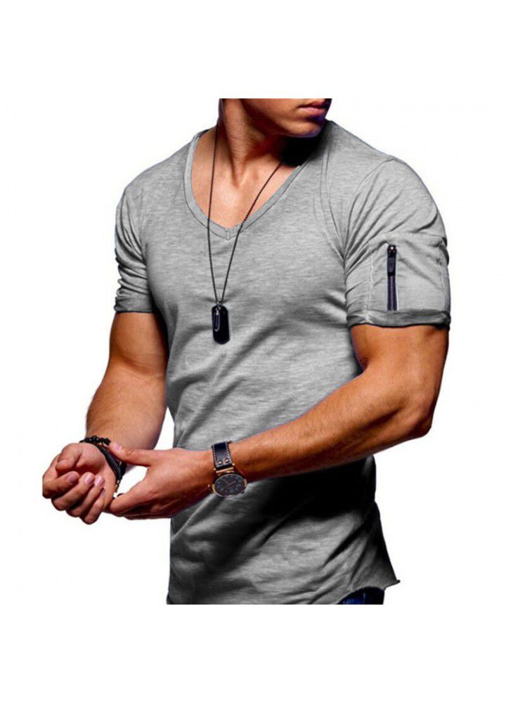 Factory wholesale foreign trade large men's clothing Europe and the United States fashion V-neck t-shirt men's underwear cotton leisure men's short sleeves