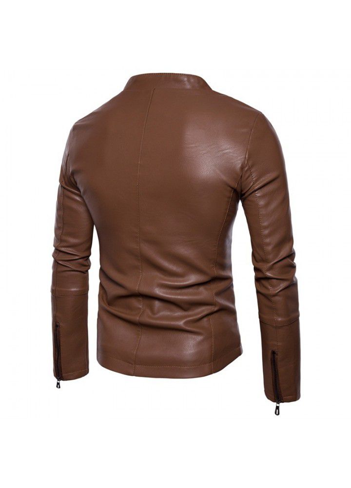 Express wish foreign trade supply collar leisure large thickened collar motorcycle leather jacket leather jacket men