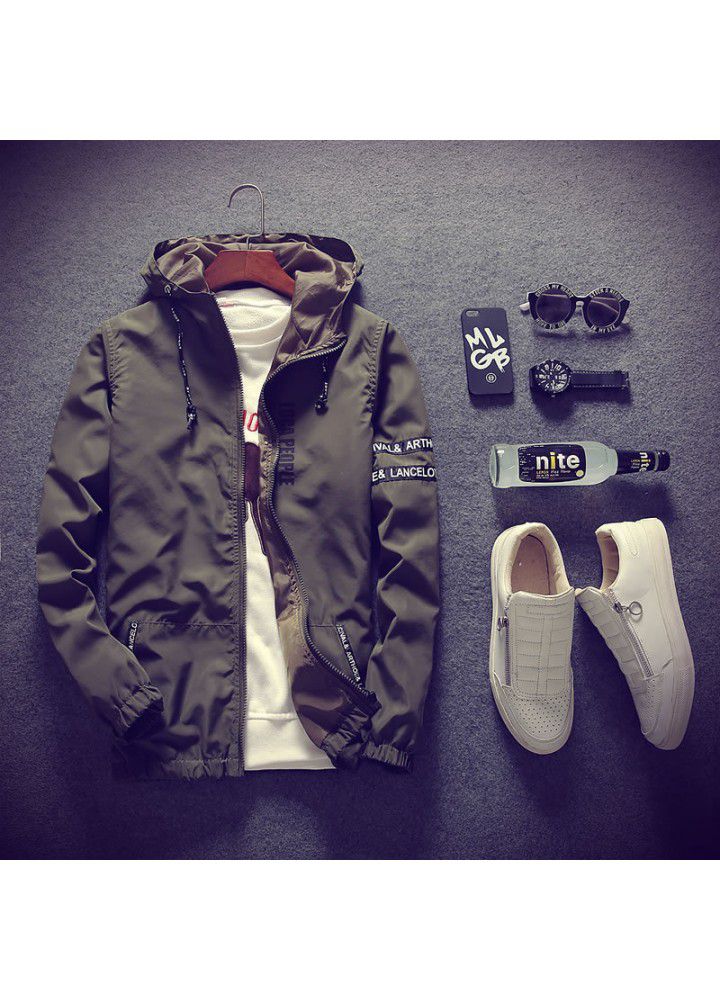 Autumn 2020 large jacket sunscreen men's coat thin young men's Hooded Jacket Large