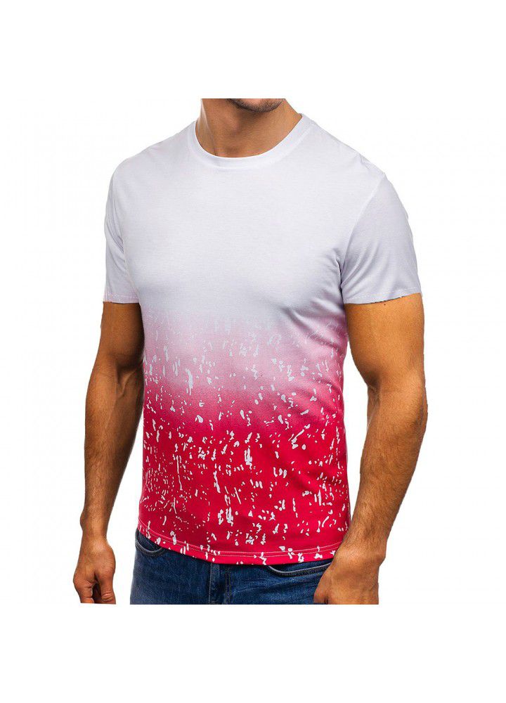 2021 Amazon foreign trade spring and summer European and American Short Sleeve gradient solid color leisure short T-shirt manufacturers wholesale