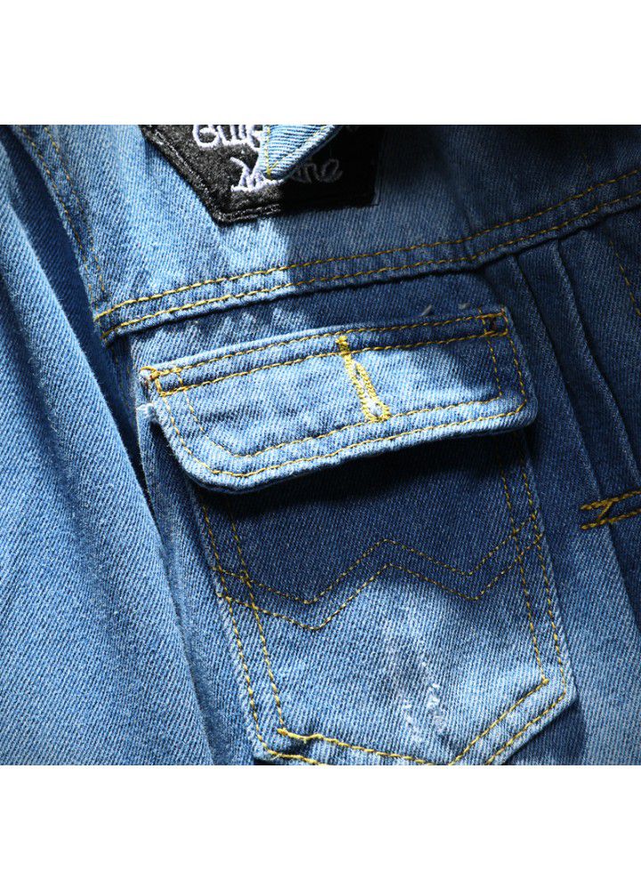 Cross border source fall 2018 new men's Lapel Denim Jacket Large denim jacket m-5xl