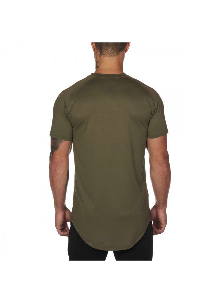 Cross border European and American T-shirt summer sports fitness short sleeve men's fast drying training T-shirt manufacturers direct sales