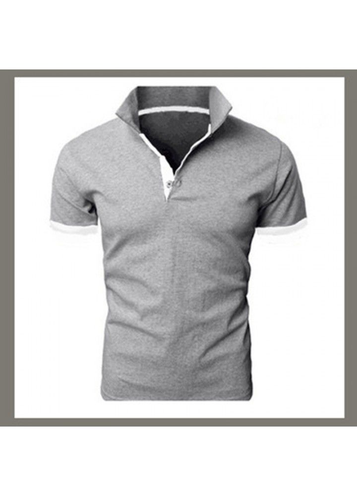 European foreign trade men's solid color casual polo shirt summer fashion trend slim short sleeve T-shirt manufacturer