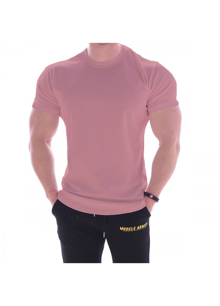 Foreign trade new fitness sports men's Vest T-shirt summer Euro American round neck running short sleeve men's clothing