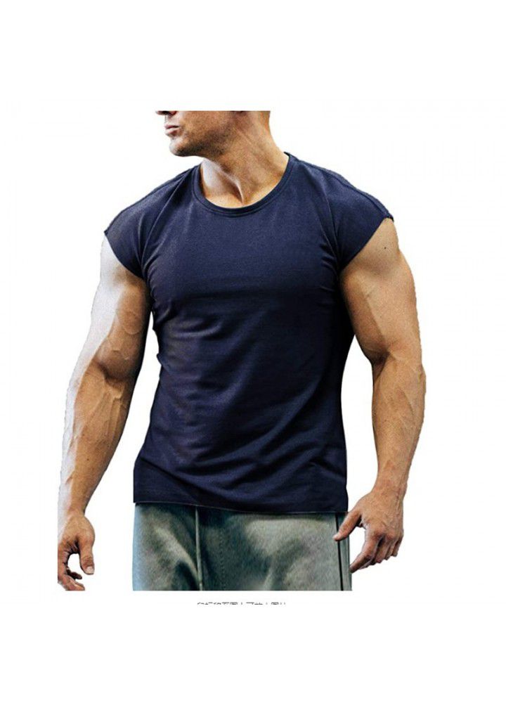 2020 new fashion sleeveless T-shirt men's summer leisure sports fitness men's short sleeve base shirt 